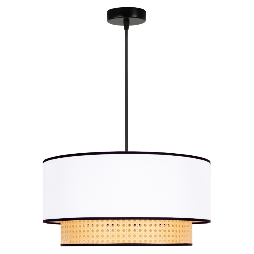 Duolla - Κρεμαστό φωτιστικό οροφής BOHO 1xE27/15W/230V διάμετρος 45 cm λευκό/rattan