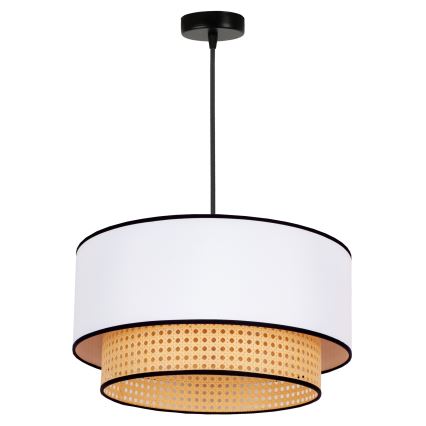 Duolla - Κρεμαστό φωτιστικό οροφής BOHO 1xE27/15W/230V διάμετρος 45 cm λευκό/rattan