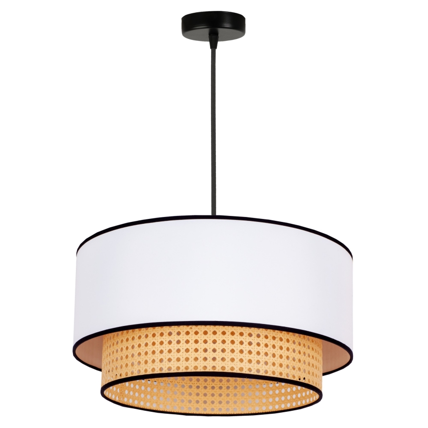 Duolla - Κρεμαστό φωτιστικό οροφής BOHO 1xE27/15W/230V διάμετρος 45 cm λευκό/rattan