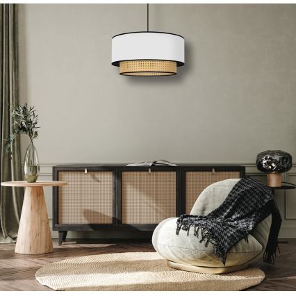 Duolla - Κρεμαστό φωτιστικό οροφής BOHO 1xE27/15W/230V διάμετρος 45 cm λευκό/rattan