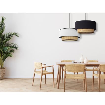 Duolla - Κρεμαστό φωτιστικό οροφής BOHO 1xE27/15W/230V διάμετρος 45 cm λευκό/rattan