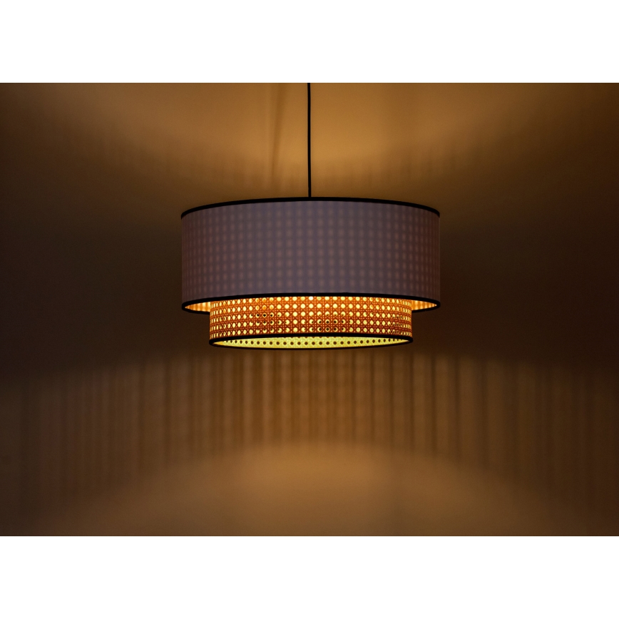 Duolla - Κρεμαστό φωτιστικό οροφής BOHO 1xE27/15W/230V διάμετρος 45 cm λευκό/rattan