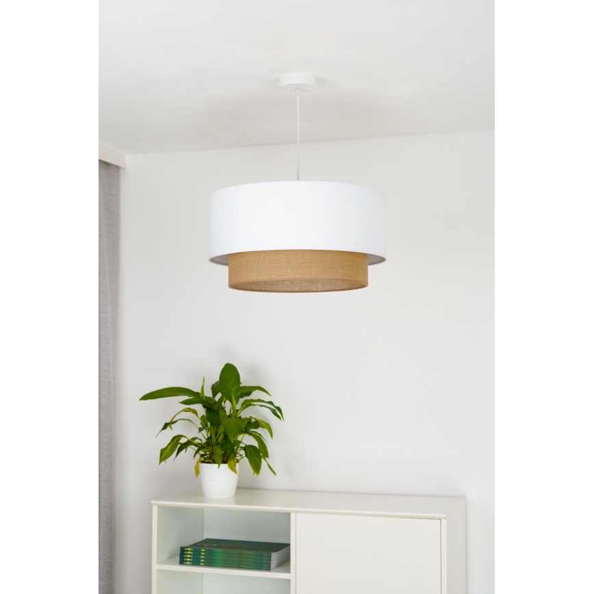 Duolla - Κρεμαστό φωτιστικό οροφής BOHO 1xE27/15W/230V διάμετρος 45 cm λευκό/καφέ