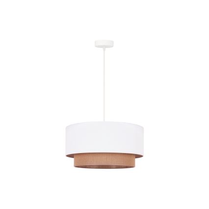 Duolla - Κρεμαστό φωτιστικό οροφής BOHO 1xE27/15W/230V διάμετρος 45 cm λευκό/καφέ