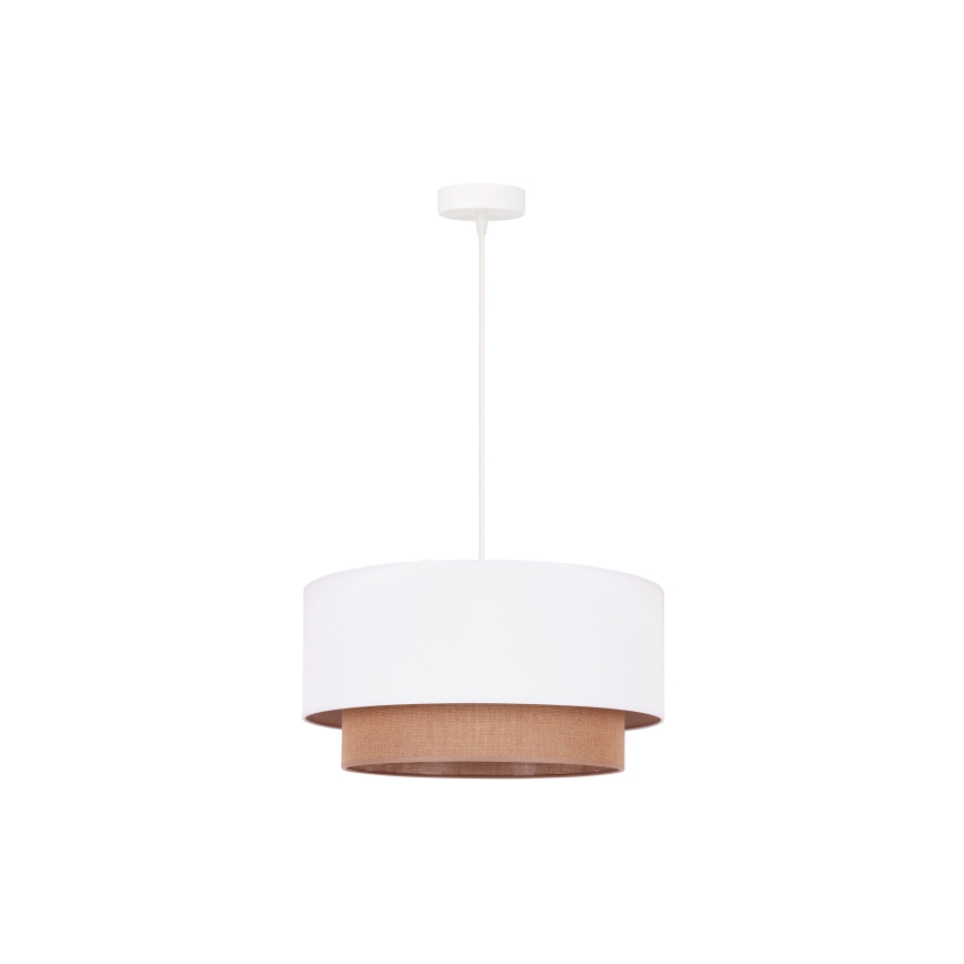 Duolla - Κρεμαστό φωτιστικό οροφής BOHO 1xE27/15W/230V διάμετρος 45 cm λευκό/καφέ