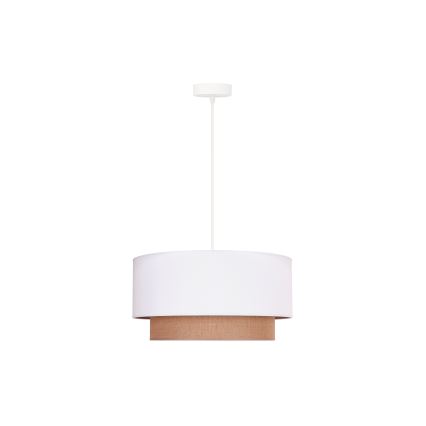 Duolla - Κρεμαστό φωτιστικό οροφής BOHO 1xE27/15W/230V διάμετρος 45 cm λευκό/καφέ
