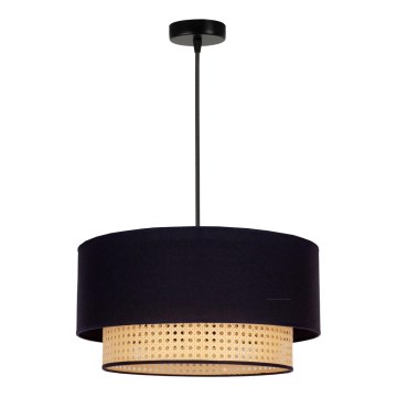Duolla - Κρεμαστό φωτιστικό οροφής BOHO 1xE27/15W/230V διάμετρος 45 cm μαύρο/rattan