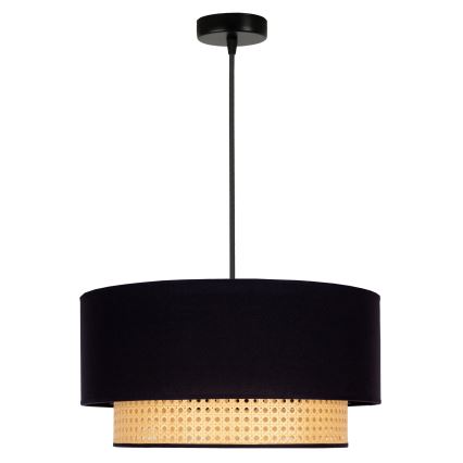 Duolla - Κρεμαστό φωτιστικό οροφής BOHO 1xE27/15W/230V διάμετρος 45 cm μαύρο/rattan