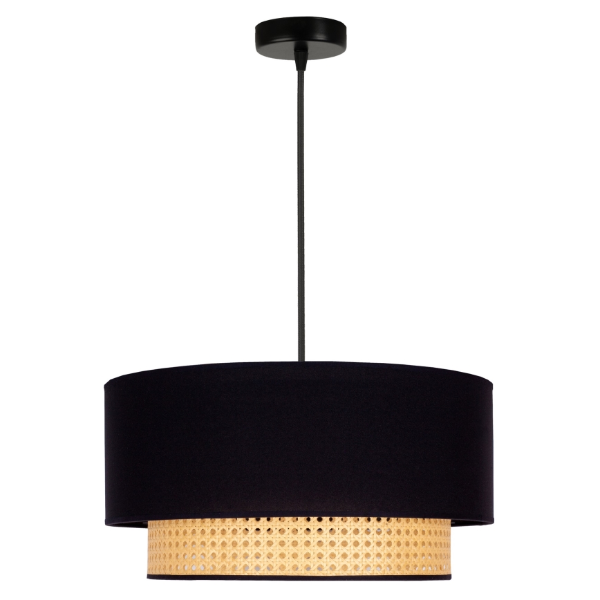 Duolla - Κρεμαστό φωτιστικό οροφής BOHO 1xE27/15W/230V διάμετρος 45 cm μαύρο/rattan