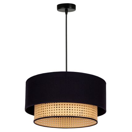 Duolla - Κρεμαστό φωτιστικό οροφής BOHO 1xE27/15W/230V διάμετρος 45 cm μαύρο/rattan
