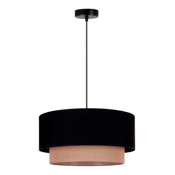 Duolla - Κρεμαστό φωτιστικό οροφής BOHO 1xE27/15W/230V διάμετρος 45 cm μαύρο/καφέ