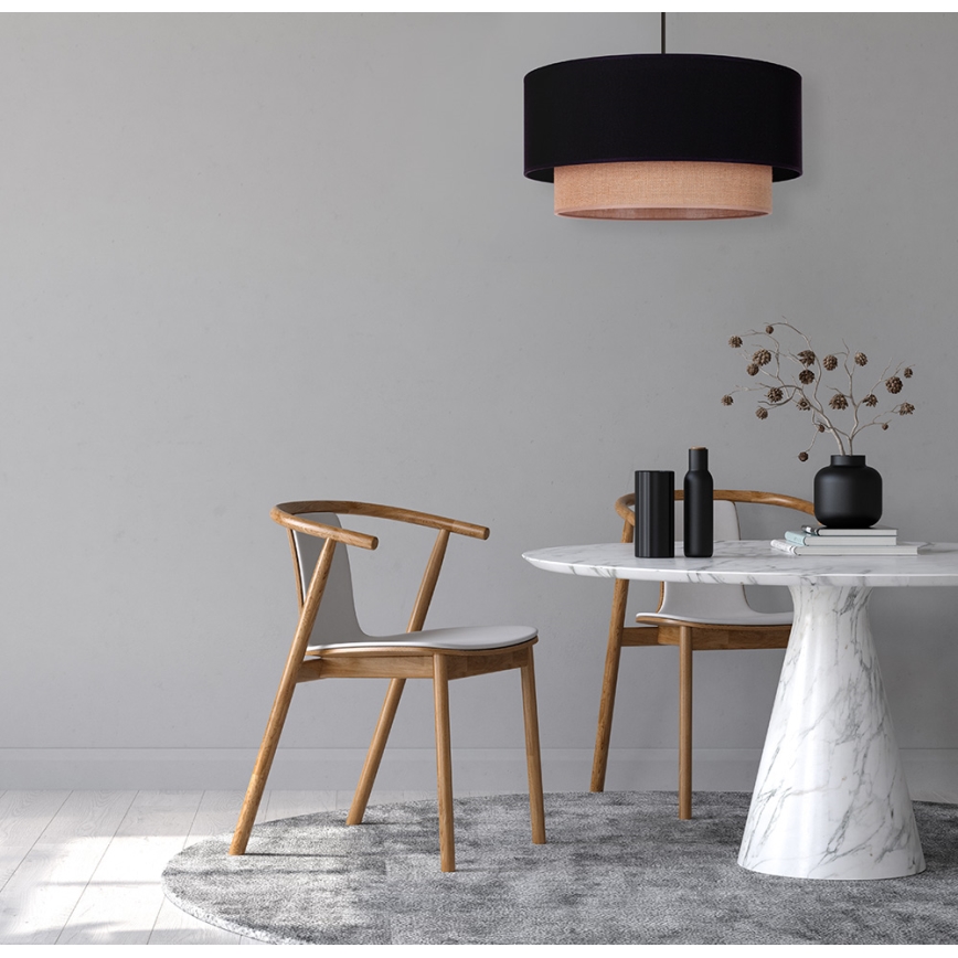 Duolla - Κρεμαστό φωτιστικό οροφής BOHO 1xE27/15W/230V διάμετρος 45 cm μαύρο/καφέ