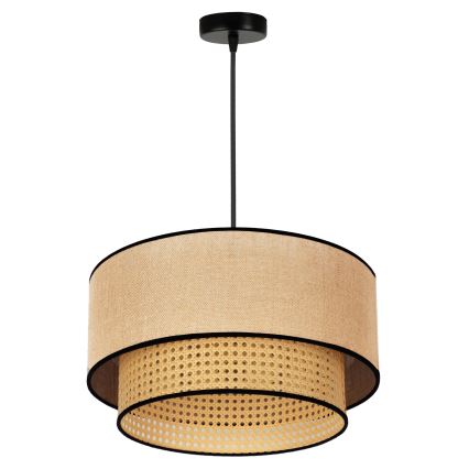 Duolla - Κρεμαστό φωτιστικό οροφής BOHO 1xE27/15W/230V διάμετρος 45 cm μπεζ/rattan