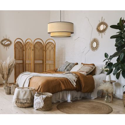 Duolla - Κρεμαστό φωτιστικό οροφής BOHO 1xE27/15W/230V διάμετρος 45 cm μπεζ/rattan