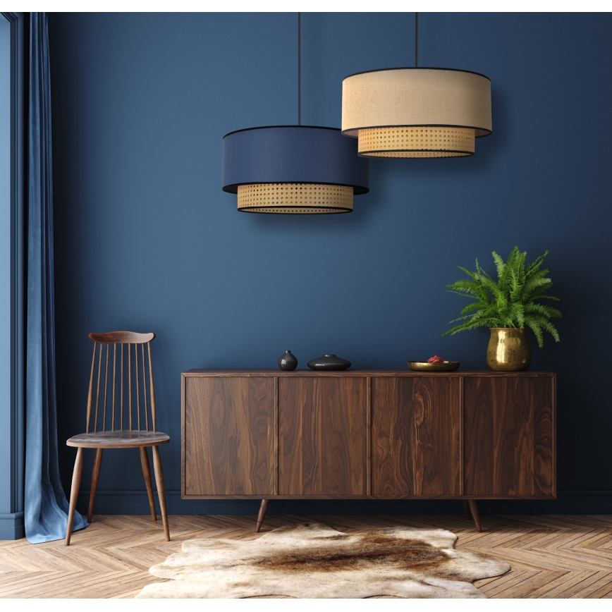 Duolla - Κρεμαστό φωτιστικό οροφής BOHO 1xE27/15W/230V διάμετρος 45 cm μπεζ/rattan