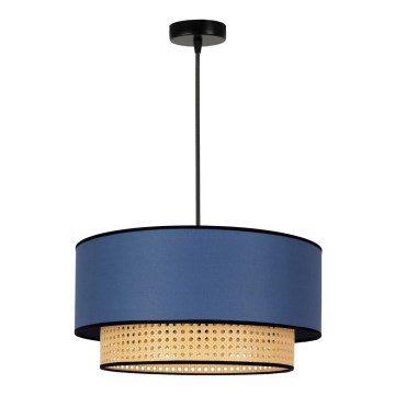 Duolla - Κρεμαστό φωτιστικό οροφής BOHO 1xE27/15W/230V διάμετρος 45 cm μπλε/rattan