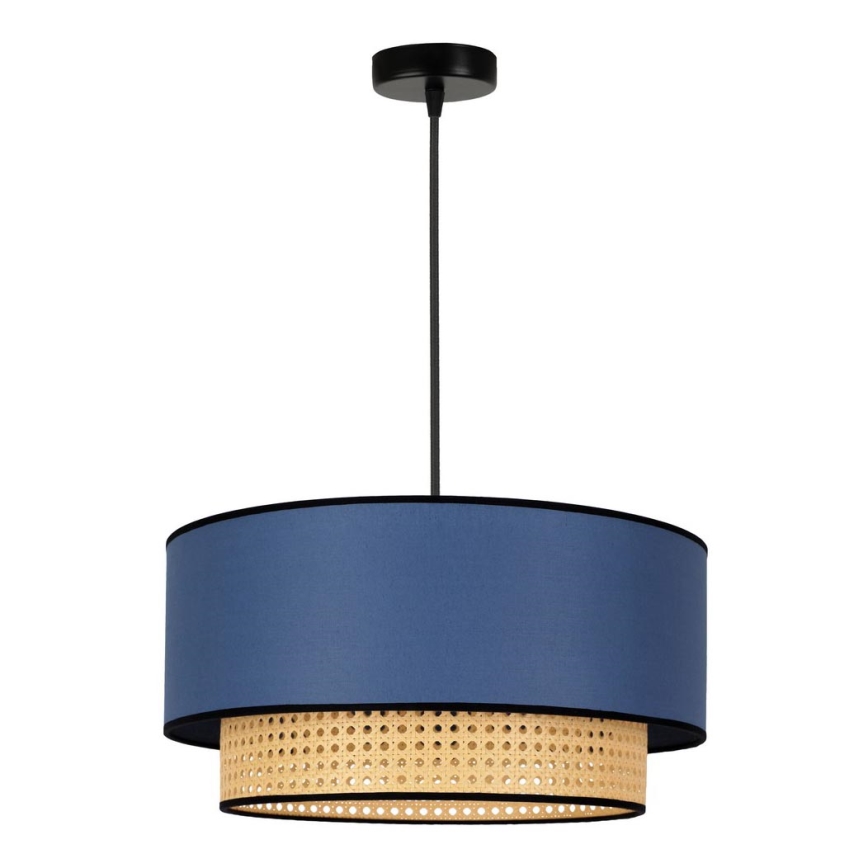 Duolla - Κρεμαστό φωτιστικό οροφής BOHO 1xE27/15W/230V διάμετρος 45 cm μπλε/rattan