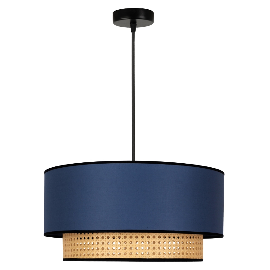 Duolla - Κρεμαστό φωτιστικό οροφής BOHO 1xE27/15W/230V διάμετρος 45 cm μπλε/rattan