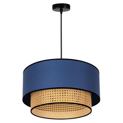 Duolla - Κρεμαστό φωτιστικό οροφής BOHO 1xE27/15W/230V διάμετρος 45 cm μπλε/rattan