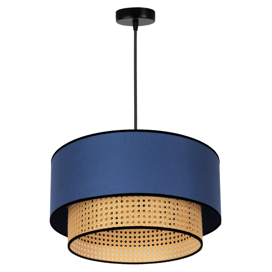 Duolla - Κρεμαστό φωτιστικό οροφής BOHO 1xE27/15W/230V διάμετρος 45 cm μπλε/rattan