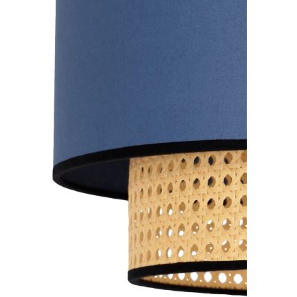 Duolla - Κρεμαστό φωτιστικό οροφής BOHO 1xE27/15W/230V διάμετρος 45 cm μπλε/rattan