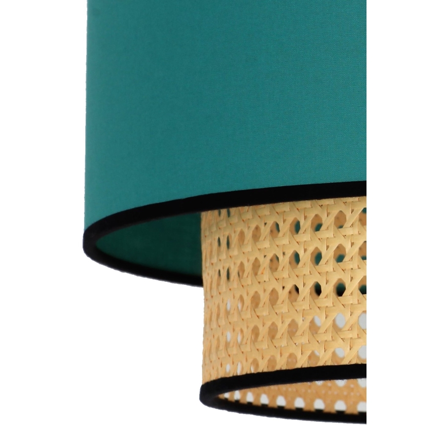 Duolla - Κρεμαστό φωτιστικό οροφής BOHO 1xE27/15W/230V διάμετρος 45 cm τουρκουάζ/rattan
