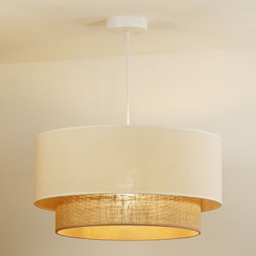Duolla - Κρεμαστό φωτιστικό οροφής BOHO 1xE27/15W/230V μπεζ/καφέ