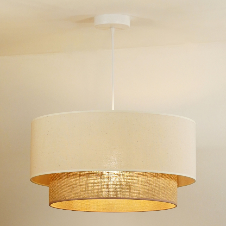 Duolla - Κρεμαστό φωτιστικό οροφής BOHO 1xE27/15W/230V μπεζ/καφέ
