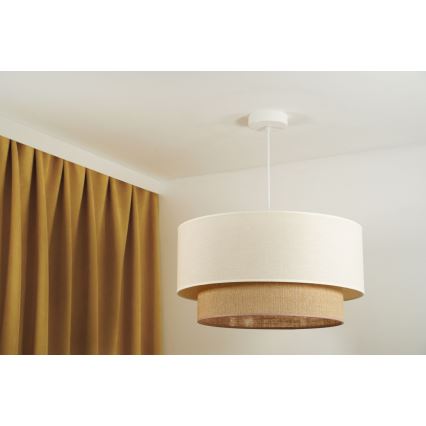 Duolla - Κρεμαστό φωτιστικό οροφής BOHO 1xE27/15W/230V μπεζ/καφέ