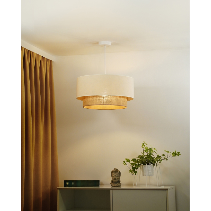 Duolla - Κρεμαστό φωτιστικό οροφής BOHO 1xE27/40W/230V διάμετρος 45 cm κρεμ/καφέ