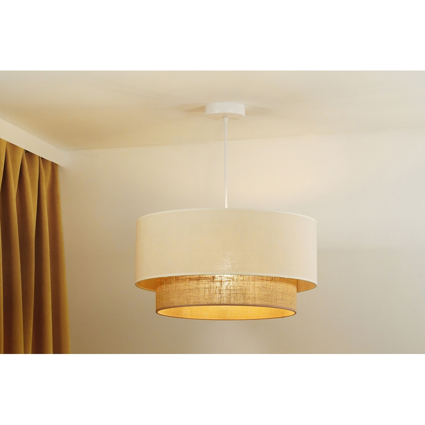 Duolla - Κρεμαστό φωτιστικό οροφής BOHO 1xE27/40W/230V διάμετρος 45 cm κρεμ/καφέ