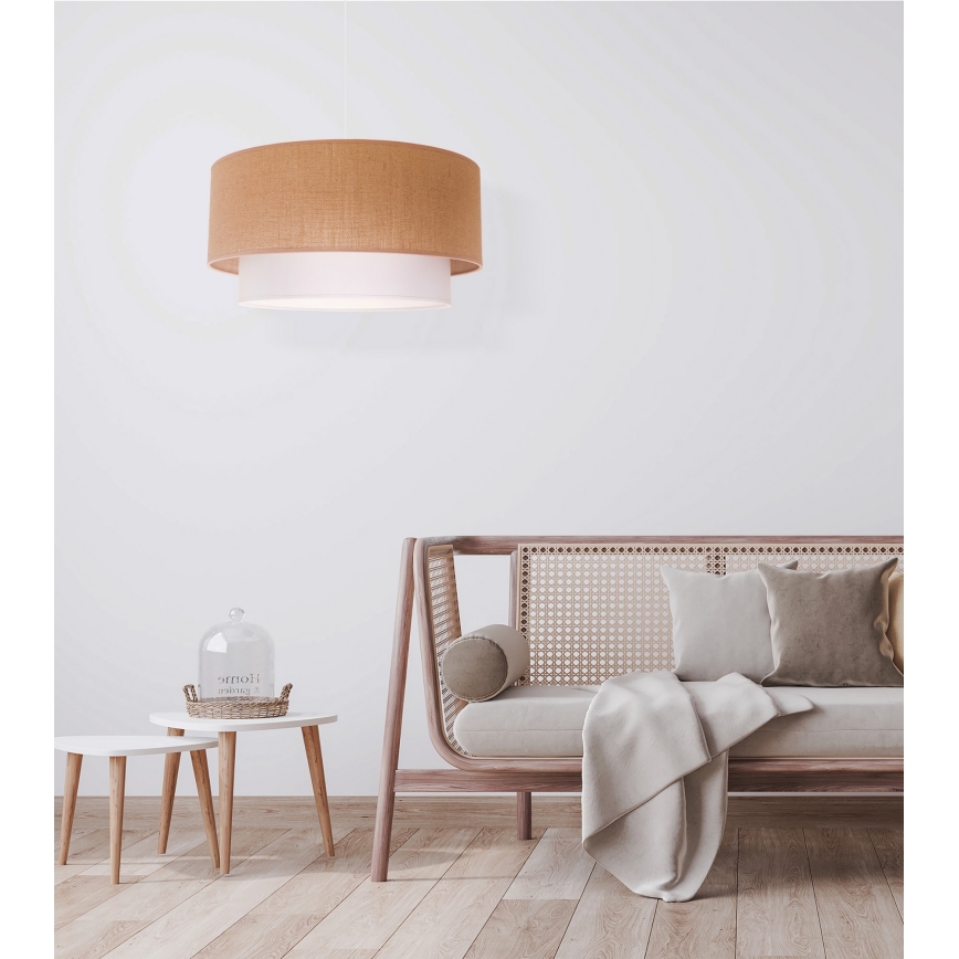 Duolla - Κρεμαστό φωτιστικό οροφής BOHO 1xE27/40W/230V διάμετρος 45 cm μπεζ/λευκό