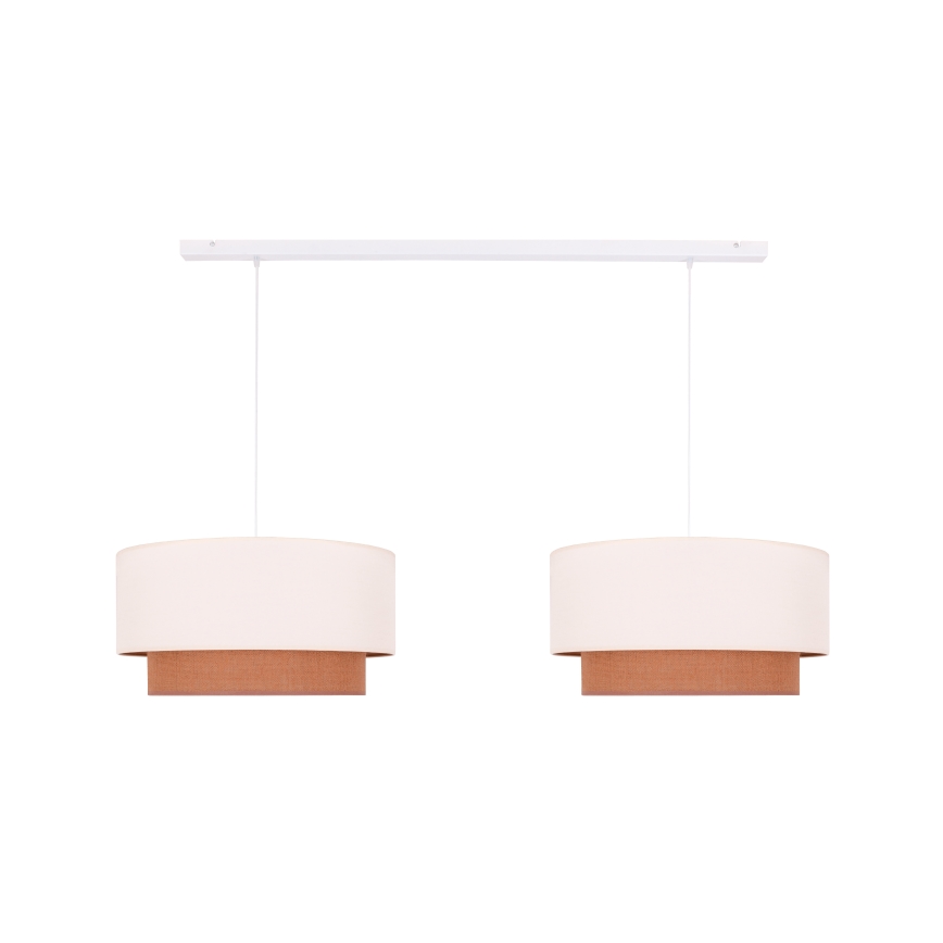 Duolla - Κρεμαστό φωτιστικό οροφής BOHO 2xE27/15W/230V μπεζ/καφέ