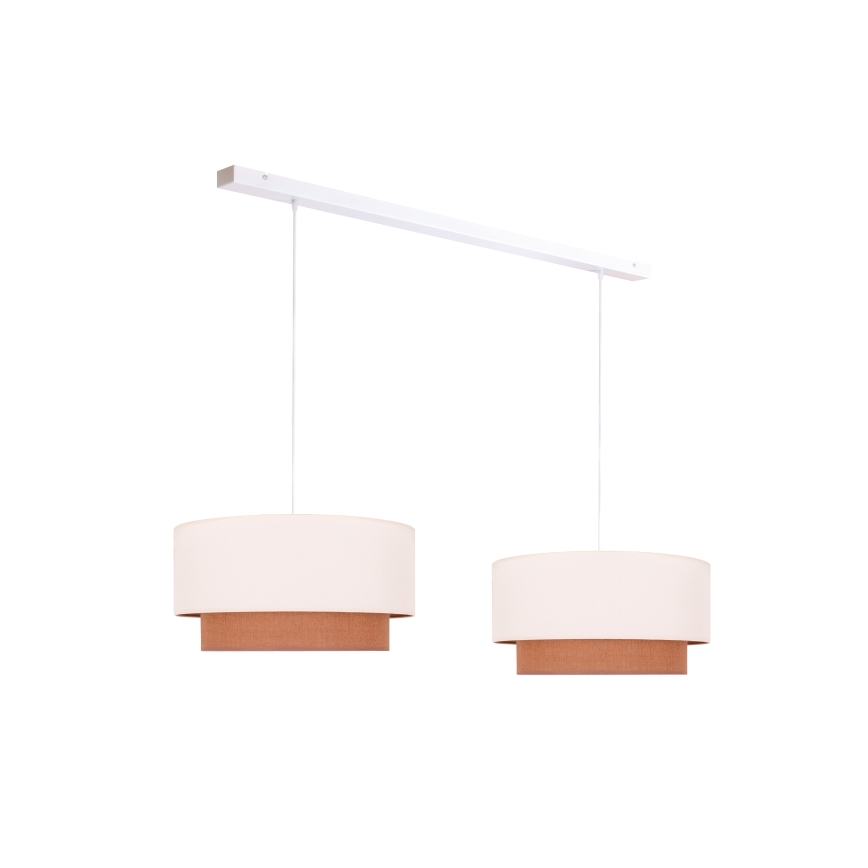 Duolla - Κρεμαστό φωτιστικό οροφής BOHO 2xE27/15W/230V μπεζ/καφέ
