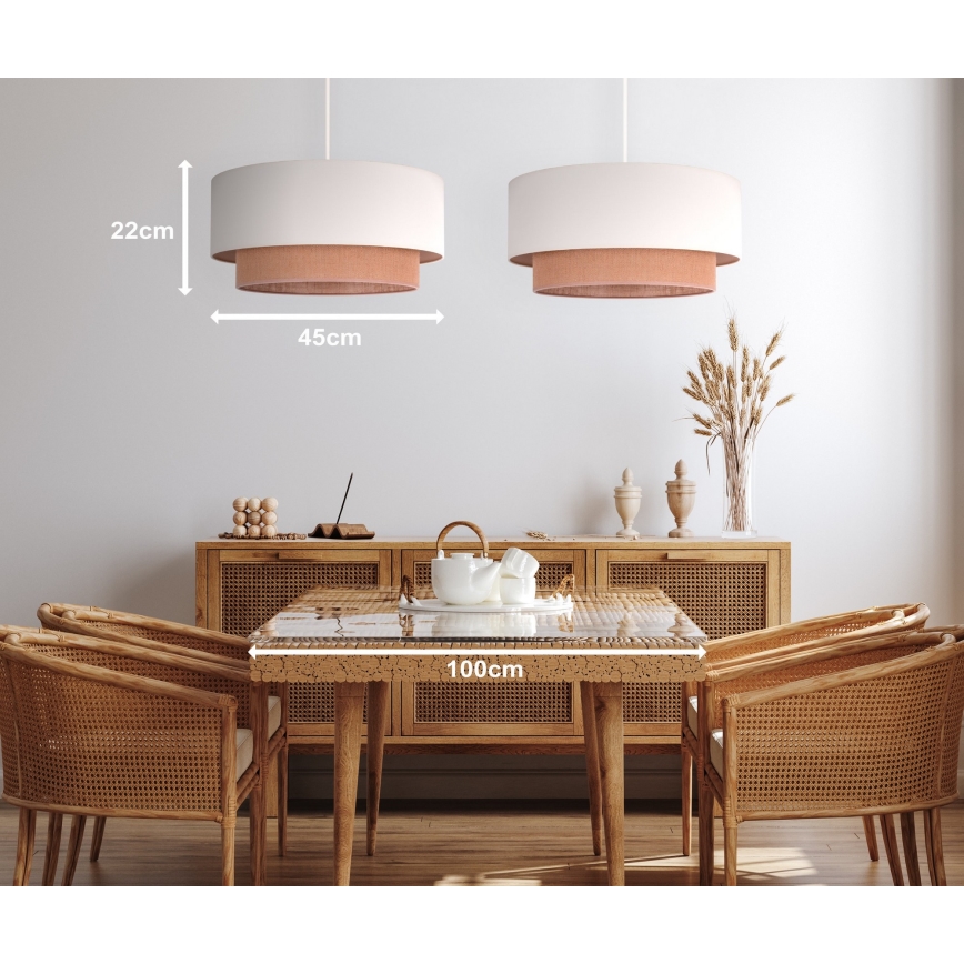 Duolla - Κρεμαστό φωτιστικό οροφής BOHO 2xE27/15W/230V μπεζ/καφέ