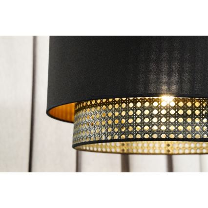 Duolla - Κρεμαστό φωτιστικό οροφής BOHO RATTAN 1xE27/15W/230V διάμετρος 45 cm μαύρο