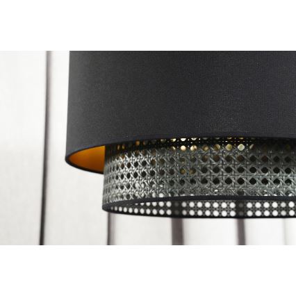 Duolla - Κρεμαστό φωτιστικό οροφής BOHO RATTAN 1xE27/15W/230V διάμετρος 45 cm μαύρο