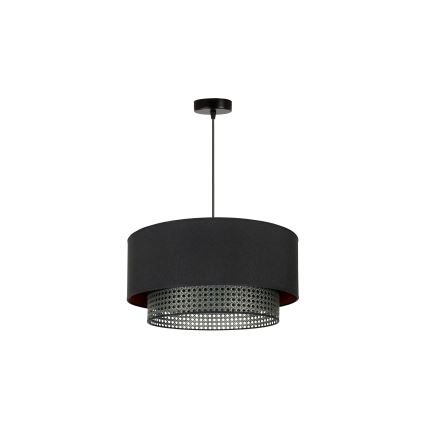 Duolla - Κρεμαστό φωτιστικό οροφής BOHO RATTAN 1xE27/15W/230V διάμετρος 45 cm μαύρο