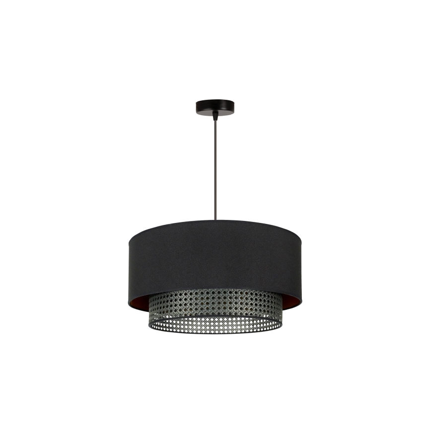 Duolla - Κρεμαστό φωτιστικό οροφής BOHO RATTAN 1xE27/15W/230V διάμετρος 45 cm μαύρο