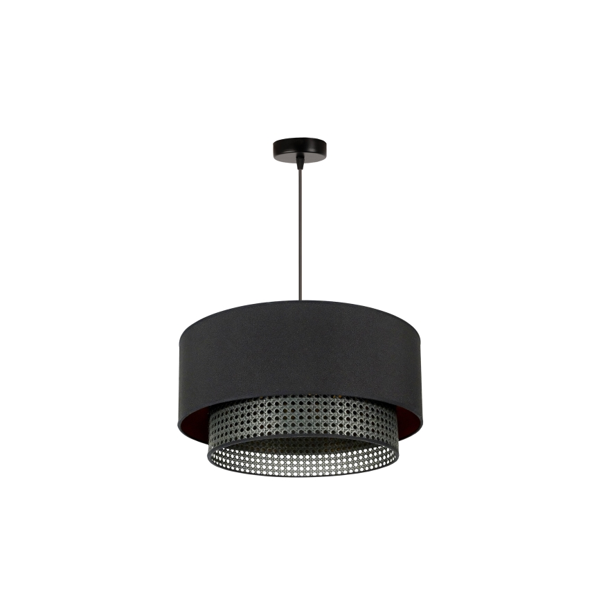 Duolla - Κρεμαστό φωτιστικό οροφής BOHO RATTAN 1xE27/15W/230V διάμετρος 45 cm μαύρο