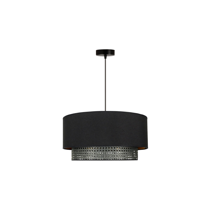 Duolla - Κρεμαστό φωτιστικό οροφής BOHO RATTAN 1xE27/15W/230V διάμετρος 45 cm μαύρο