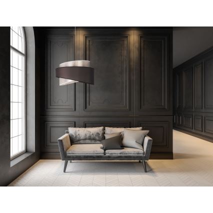 Duolla - Κρεμαστό φωτιστικό οροφής BROOKLYN 1xE27/40W/230V διάμετρος 50 cm ασημί/μαύρο