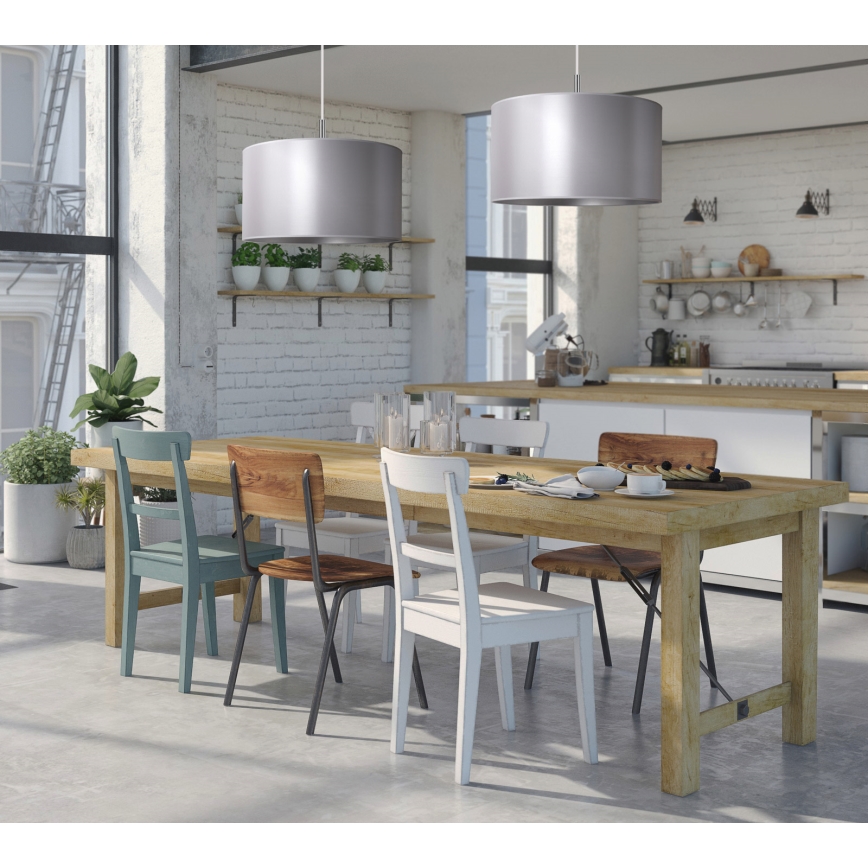 Duolla - Κρεμαστό φωτιστικό οροφής CANNES 1xE27/15W/230V διάμετρος 45 cm ασημί