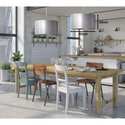 Duolla - Κρεμαστό φωτιστικό οροφής CANNES 1xE27/15W/230V διάμετρος 45 cm ασημί