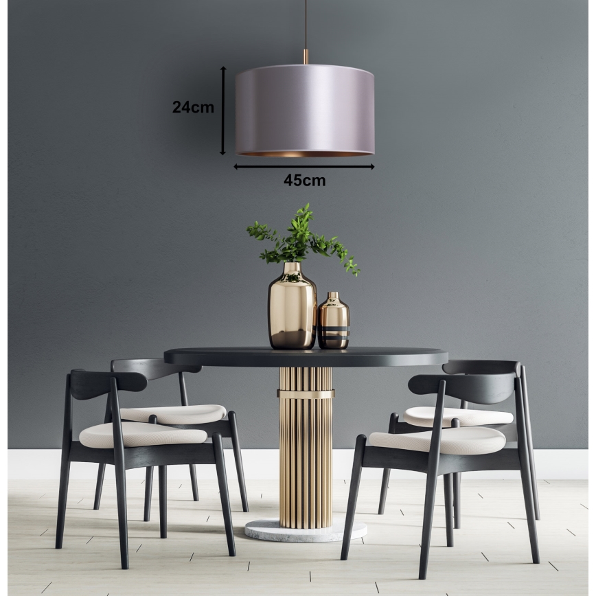 Duolla - Κρεμαστό φωτιστικό οροφής CANNES 1xE27/15W/230V διάμετρος 45 cm ασημί/χάλκινο
