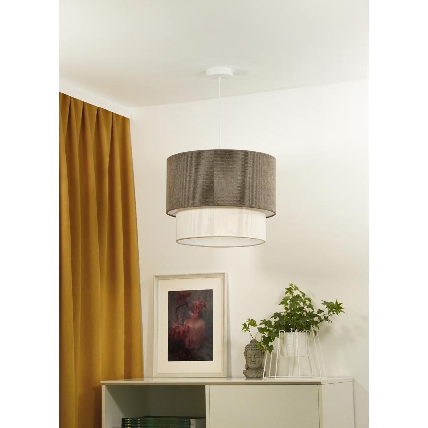 Duolla - Κρεμαστό φωτιστικό οροφής CORDUROY 1xE27/15W/230V διάμετρος 40 cm καφέ/κρεμ