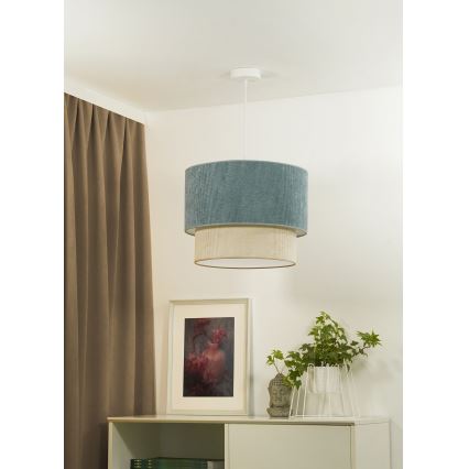 Duolla - Κρεμαστό φωτιστικό οροφής CORDUROY 1xE27/15W/230V διάμετρος 40 cm μπλε/μπεζ