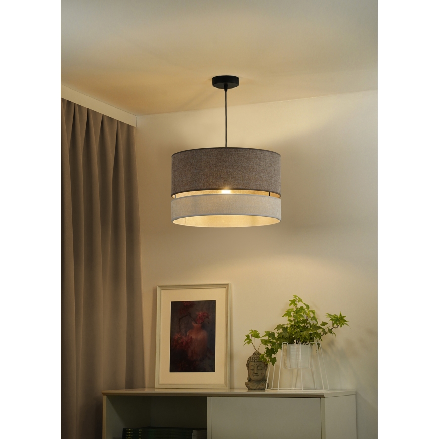 Duolla - Κρεμαστό φωτιστικό οροφής DOUBLE 1xE27/15W/230V διάμετρος 40 cm καφέ/γκρι