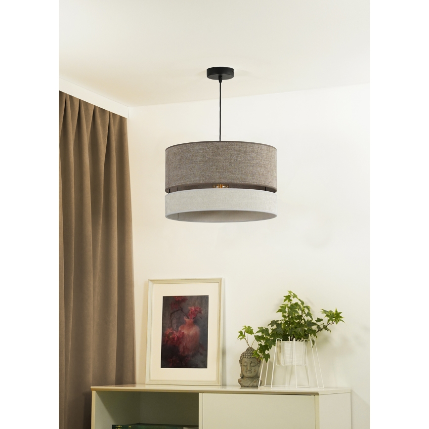 Duolla - Κρεμαστό φωτιστικό οροφής DOUBLE 1xE27/15W/230V διάμετρος 40 cm καφέ/γκρι