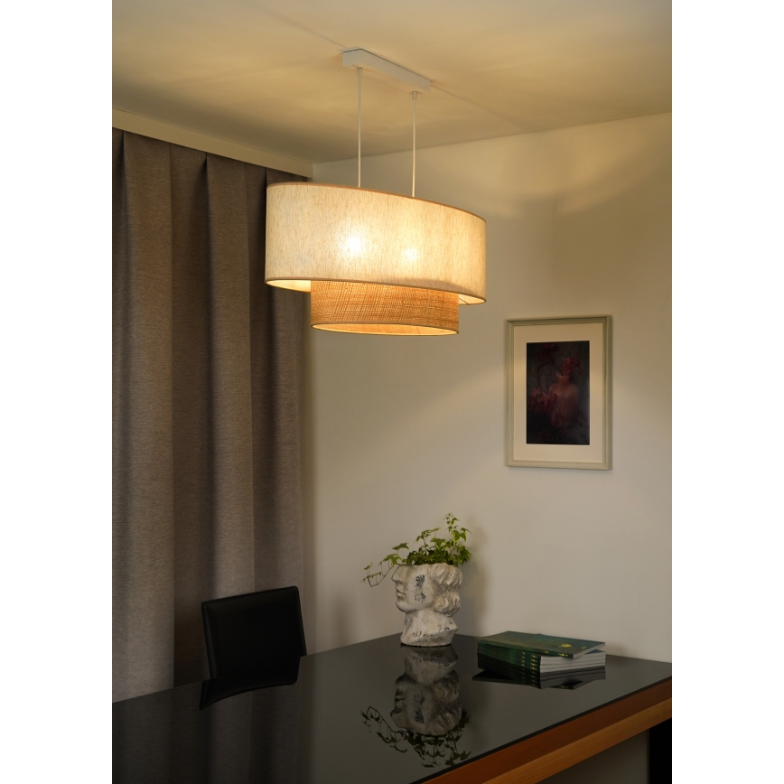 Duolla - Κρεμαστό φωτιστικό οροφής DOUBLE OVAL NATURE 2xE27/15W/230V κρεμ/μπεζ